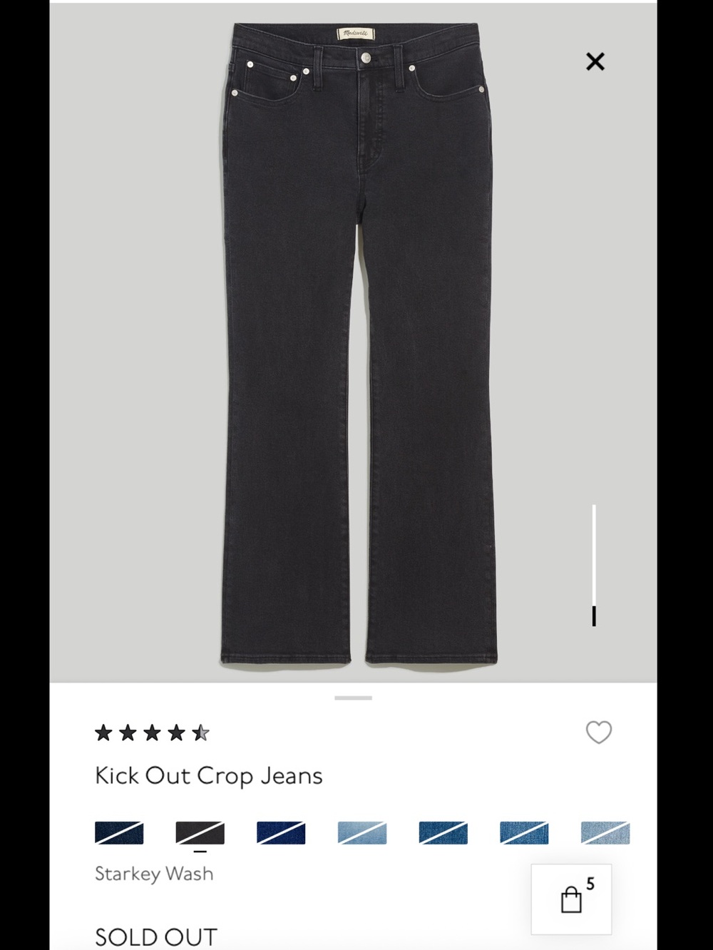 NWOT Madewell Mid-Rise Kick Out Jeans Womens 29 Black Flare Crop - Picture 9 of 10